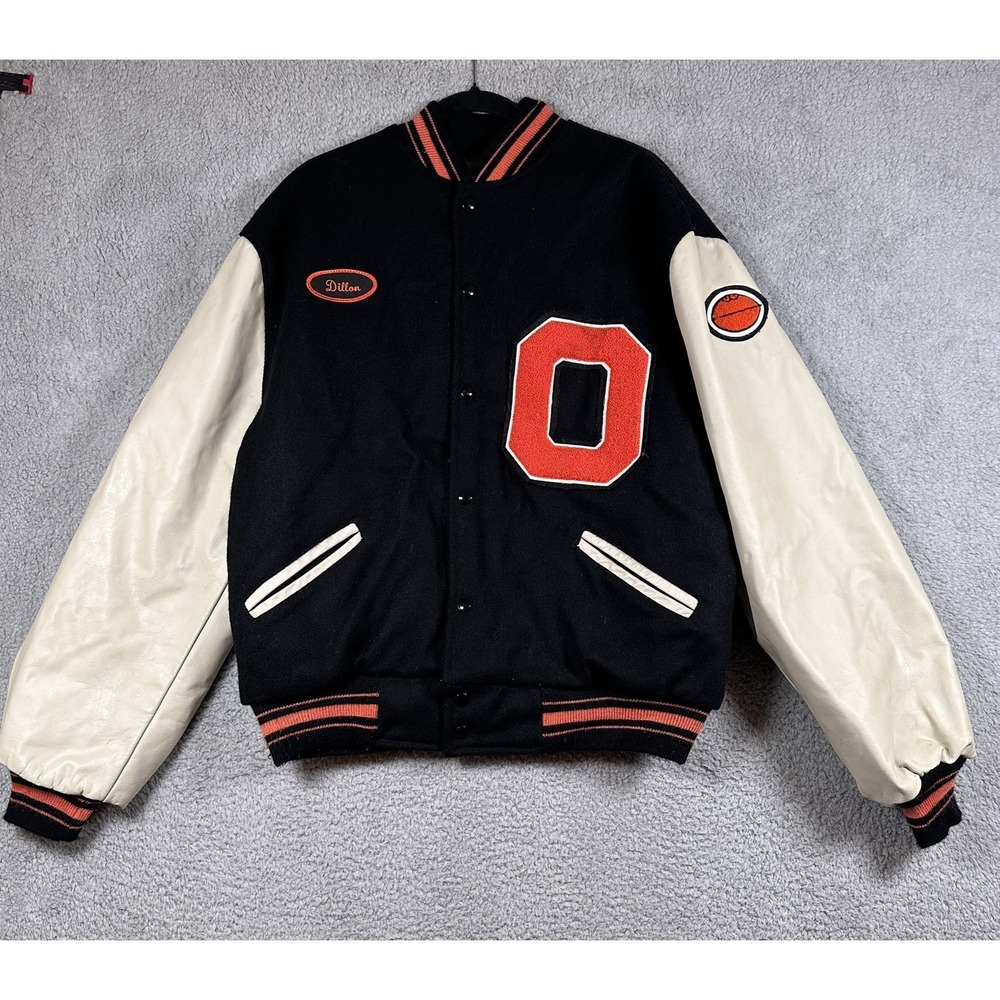 Vintage Oregon Panthers Jacket Mens XL NCAA Basketball Wool Leather 90s